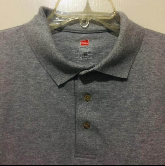 Hanes Comfort Soft Mens Polo Shirt Size XL Gray - Picture 3 of 4